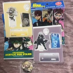 僕のヒーローアカデミア　USJ アクリルペンスタンド　くら寿司缶バッチ