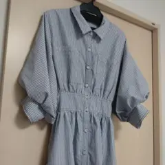 ナチュラルクチュール✩ストライプ シャツワンピース ベルト付き