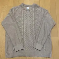【美品】GAPケーブルニット セーター ベージュ系 メンズ Ｌ