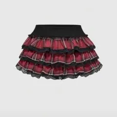 ROMWE 赤チェック フリルスカート SHEIN シーイン ロムウィー