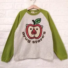 新品　DRUG STORE'S　キャラクタープリントラグラン薄手トレーナー