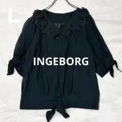 【INGEBORG】インゲボルグ◆フラワーモチーフ/ボレロカーディガン/黒/Lのサムネイル
