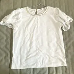 エムズエキサイト♡袖リボンシフォントップス 白