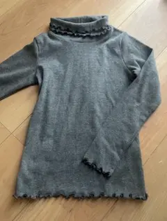 フリル付きハイネックトップス 130cm グレー