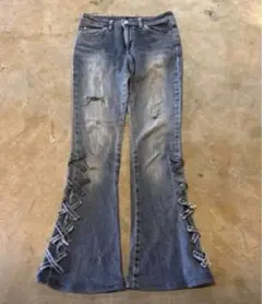 デニム　フレアデニム　古着　ダメージ　ストレッチ　Y2K ジーンズ　ブーツカット