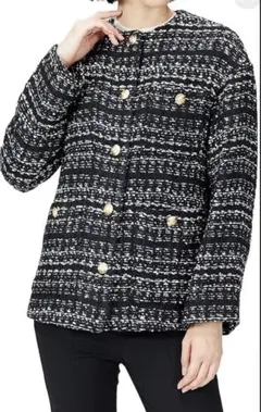 ミラオーウェン　ポケットデザインロングツイードジャケット