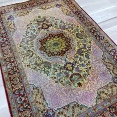 Y3077-2 ペルシャ絨毯 クム産 シルク100% 手織100万ノット