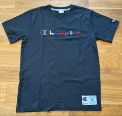 【美品】Champion チャンピオン メンズM ロゴ刺繍 Tシャツ ブラック