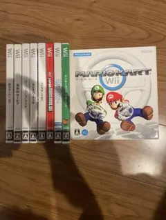Wiiソフト8本＋マリオカートハンドルセット