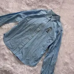 キャプテン サンタ シャツ チェック ブルー 刺繍 ギンガム 長袖 綿100%のサムネイル