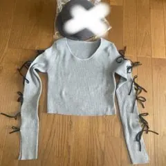 GRL グレー リブ編み 長袖トップス