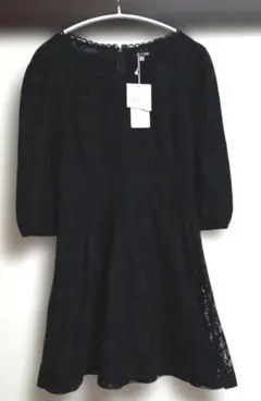新品タグ付き♡レストローズ♡黒 レース ♡Aライン ワンピース