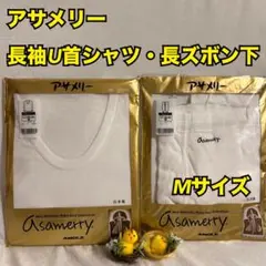 E75　アングル　アサメリー　メンズ　長袖U首シャツ　長ズボン下　M　新品　肌着