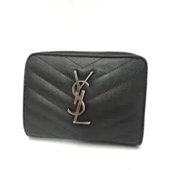 【良品！✨】イヴサンローラン 三つ折り財布 二つ折り　キャビアスキン