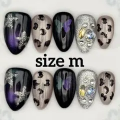 m 蝶 マグネット ビジュー クール ショートアーモンド パープル ビジュー