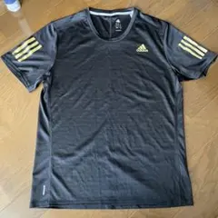 adidas ランニングTシャツ 黒 ゴールドストライプ
