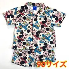 ディズニー ミッキー ドナルド セットアップ 半袖 シャツ 総柄 90