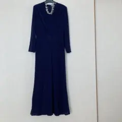 美品 ロングドレス パーティードレス セレモニー フォーマル ネイビー