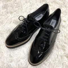 美品　ルタロングリーズ　ドレスシューズ　ウイングチップ　エナメル　黒　24cm