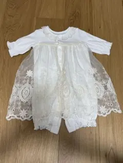 ホワイト レース付きドレスオール