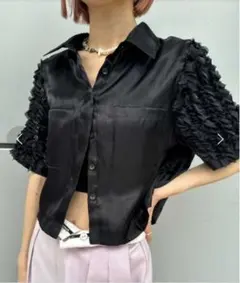 Ameri　FRILL SLEEVE SHEER SHIRT アメリ　シャツ