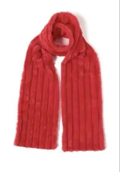 新品 Ray BEAMS レイビームス レッドフェイクファーロングマフラー