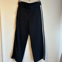 ZARA ザラ ワイド イージーパンツ サイドライン ダブルウエスト 黒