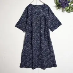 TSUMORI CHISATO ツモリチサト手描き風変形ドット柄ワンピース 紺M