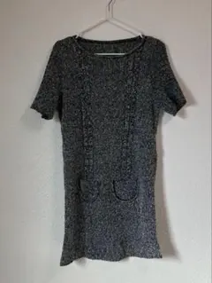 ヴィンテージ　ポケット付き半袖ニット　古着