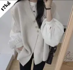 17kg カジュアルベスト付きパフスリーブシャツセットアップ