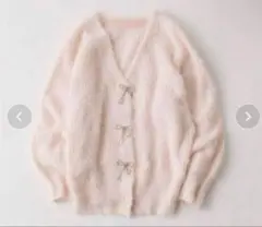 OLIVE des OLIVE リボンビジューロングカーディガン ピンク