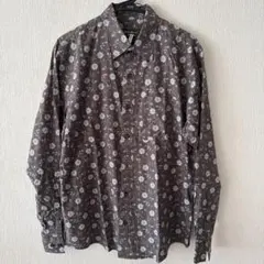 Eddie Bauer 花柄 メンズ長袖シャツ ブラウン