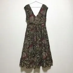 MaxMara ボタニカルワンピース　ブラウン