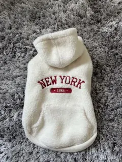ボアフリース フード付き犬服 NEW YORK 1986