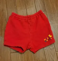 MIKI HOUSE ミキハウス ショートパンツ 80 赤 ロゴ刺繍 日本製