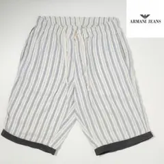 90s ArmaniJeans アルマーニ ヘンプ混ストライプショーツのサムネイル
