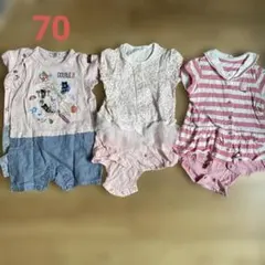 ミキハウス、DOUBLE.B 半袖ロンパース70サイズ　3点まとめ売
