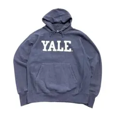 7AS11 YALE フロントロゴプリント　パーカー　ネイビー　カレッジロゴ　L