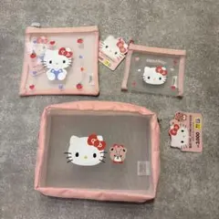ハローキティ メッシュポーチ 3点セット 韓国ダイソー サンリオ　キティちゃん