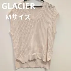 グラシア　GLACIER ベージュ Vネック ニットベスト Mサイズ