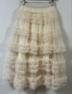 シアーフリルボリュームチュールスカート　Sサイズ　ベージュ　美品