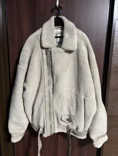 ZARA ザラ ボアジャケット ライダース風 アウター XLサイズ ベージュ