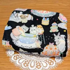 ふわふわガーゼハンカチ⭐️ユキエモン⭐️クックキャッツ　ブラック☆fuwara