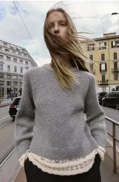 【ZARA】美品‼︎コンビニットセーター　Lサイズ