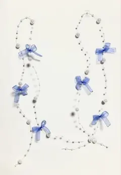 【24時間以内発送】パールガーランド２本SET(青リボン付)⭐︎ヘアメ　髪飾り