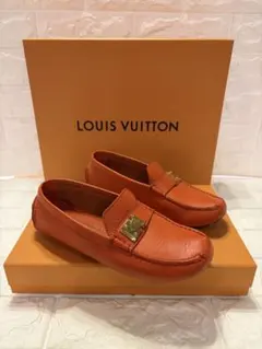 #LOUIS VUITTON オレンジレザー ローファードライビングシューズ35のサムネイル