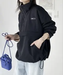 JAVA 男女兼用 リバーシブル ハーフジップ ナイロン ボア ブルゾン