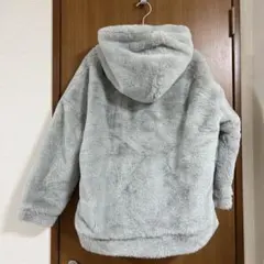 グレー ファーコート フード付き レディース
