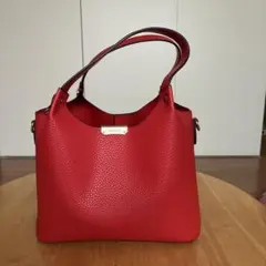 FURLA フルラ 2way シボ革レザー ショルダーバッグ ボルドー ゴールド 