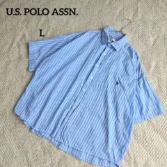【訳あり】U.S. POLO ASSN.　半袖シャツ　ストライプ　L　メンズのサムネイル